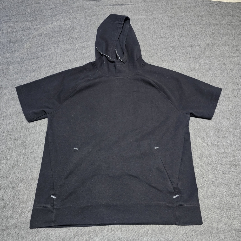 Old Navy Active Dynamic Fleece Black Short Sleeve Hoodie Size Large